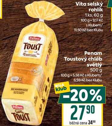 Penam Toustový chléb světlý 500 g