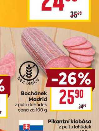 Bochánek Madrid z pultu lahůdek cena za 100 g