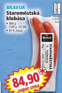 BRAVUR Staroměstská klobása, 360 g 