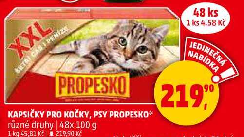 KAPSIČKY PRO KOČKY, PSY PROPESKO různé druhy, 48x 100 g
