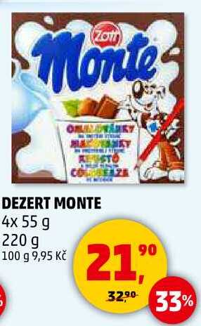 MONTE dezert, 4x 55 g 