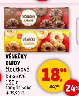 VĚNEČKY ENJOY žloutkové, kakaové, 150 g 