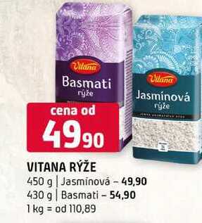 Vilana rýže 450 g Jasminová 430 g Basmati 