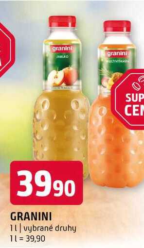 Granini 1l, vybrané druhy