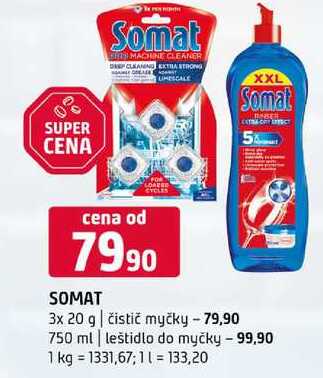 SOMAT 3x 20 g čistič myčky 750 ml leštidlo do myčky 
