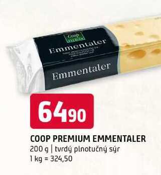 COOP PREMIUM EMMENTALER 200 g tvrdý plnotučný sýr 