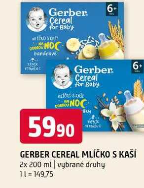 GERBER CEREAL MLÍČKO S KAŠÍ 2x 200 ml vybrané druhy 
