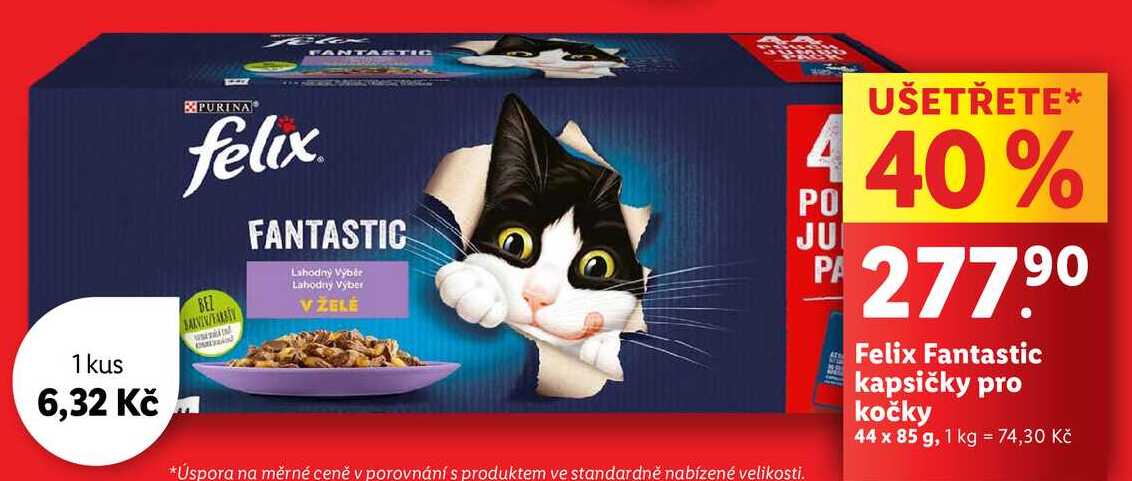 Felix Fantastic kapsičky pro kočky, 44x 85 g