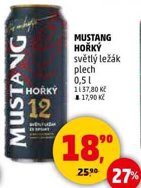 MUSTANG HOŘKÝ světlý ležák plech, 0,5l 