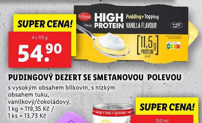 PUDINGOVÝ DEZERT SE SMETANOVOU POLEVOU, 4x 115 g