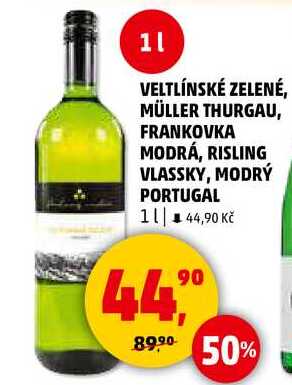 VELTLÍNSKÉ ZELENÉ, MÜLLER THURGAU, FRANKOVKA MODRÁ, 1 l 