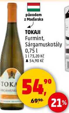 TOKAJI Furmint, Sárgamuskotály, 0,75 l