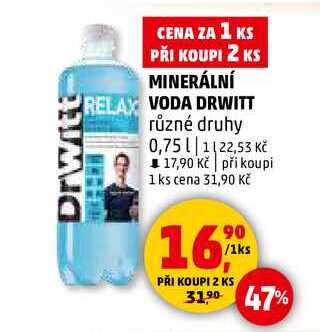MINERÁLNÍ VODA DRWITT různé druhy, 0,75 l