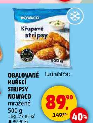 OBALOVANÉ KUŘECÍ STRIPSY NOWACO mražené, 500 g