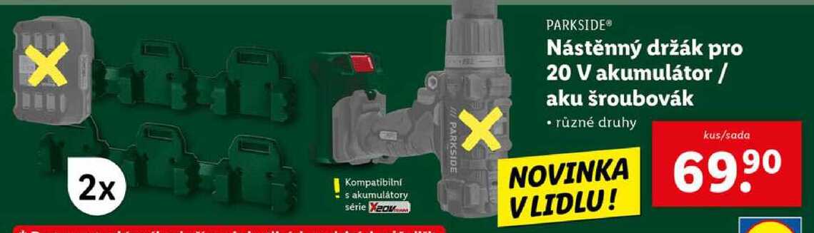 Nástěnný držák pro 20 V akumulátor/aku šroubovák 