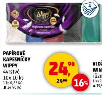 PAPÍROVÉ KAPESNÍČKY WIPPY 4vrstvé, 10x 10 ks  