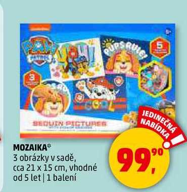 MOZAIKA 3 obrázky v sadě, cca 21 x 15 cm, vhodné od 5 let, 1 balení