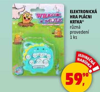 ELEKTRONICKÁ HRA PLÁCNI KRTKA různá provedení, 1 ks  