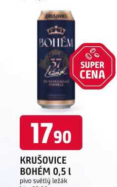 KRUŠOVICE BOHÉM 0,5 L pivo světlý ležák 