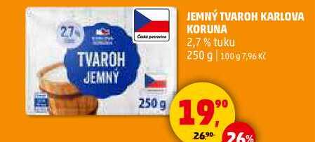 JEMNÝ TVAROH KARLOVA KORUNA 2,7% tuku, 250 g 