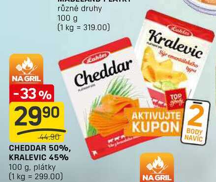 CHEDDAR 50%, KRALEVIC 45% 100g