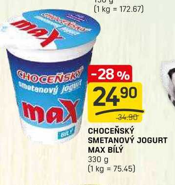 CHOCEŇSKÝ SMETANOVÝ JOGURT MAX BÍLÝ 330 g