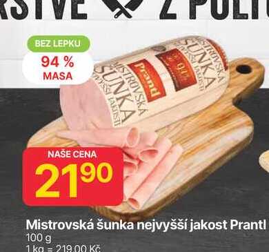 Prantl Mistrovská šunka nejvyšší jakost 100 g 