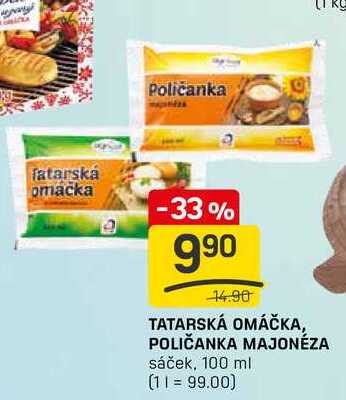 TATARSKÁ OMÁČKA, POLIČANKA MAJONÉZA sáček, 100 ml