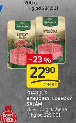 VYSOČINA, LOVECKÝ SALÁM 75 100 g, krájené