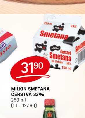 MILKIN SMETANA ČERSTVÁ 33% 250 ml 