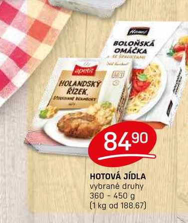 HOTOVÁ JÍDLA vybrané druhy 360-450 g