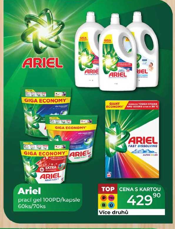 Ariel prací gel 100PD/kapsle 60ks/70ks  