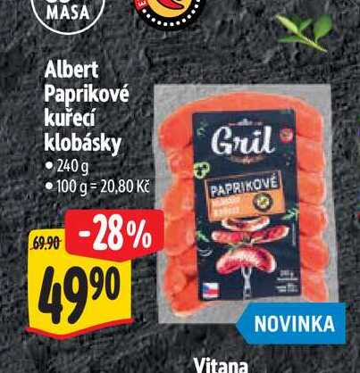   Albert Paprikové kuřecí klobásky 240g 