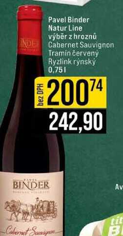 Pavel Binder Natur Line výběr z hroznů Cabernet Sauvignon Tramín červený Ryzlink rýnský 0,75l