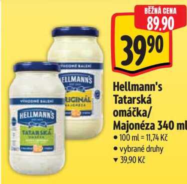 Hellmann's Tatarská omáčka/Majonéza, 340 ml 