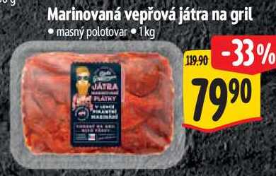 Marinovaná vepřová játra na gril, 1 kg