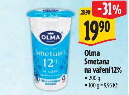   Olma Smetana na vaření 12% 200 g  v akci
