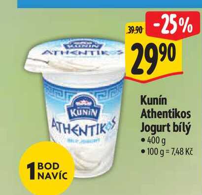Kunín Athentikos Jogurt bílý 400 g