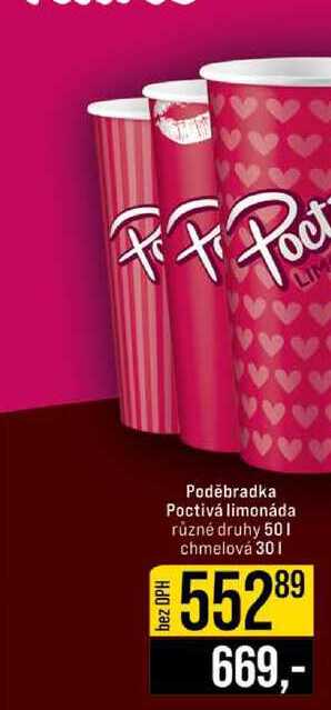 Poděbradka Poctivá limonáda různé druhy 50l