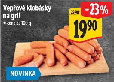 Vepřové klobásky na gril, cena za 100 g 