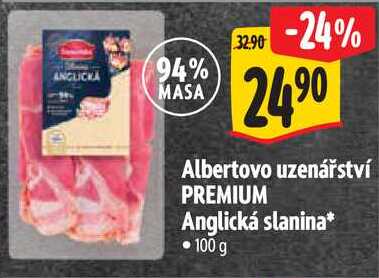 Albertovo uzenářství PREMIUM Anglická slanina, 100 g