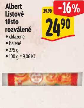Albert Listové těsto rozválené, 275 g