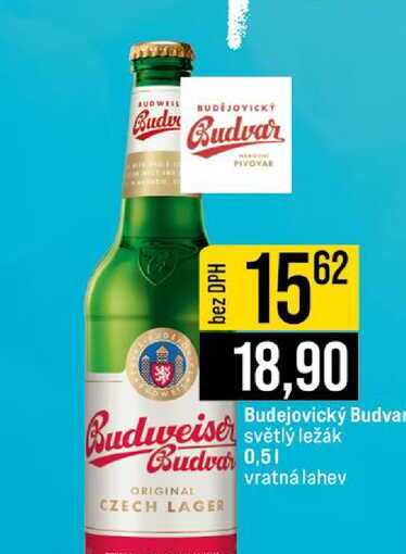 Budejovický Budvan Budweiser světlý ležák Budva 0,5l
