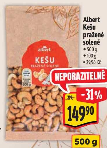 Albert Kešu pražené solené, 500 g