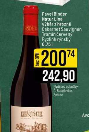 Pavel Binder Natur Line výběr z hroznů Cabernet Sauvignon Tramín červený Ryzlink rýnský 0,75l