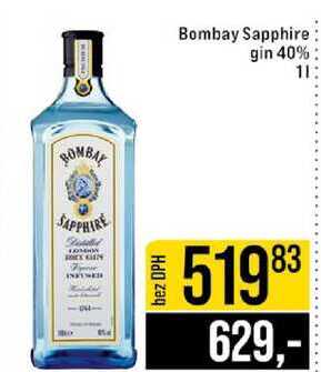 Bombay Sapphire gin 40% 1l