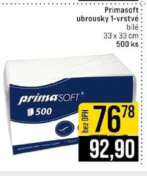 Primasoft ubrousky 1-vrstvé bílé 33 x 33 cm 500 ks