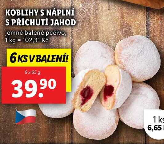 KOBLIHY S NÁPLNÍ S PŘÍCHUTÍ JAHOD, 6x 65 g