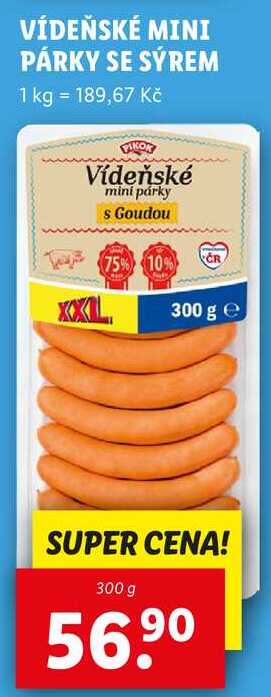 VÍDEŇSKÉ MINI PÁRKY SE SÝREM, 300 g