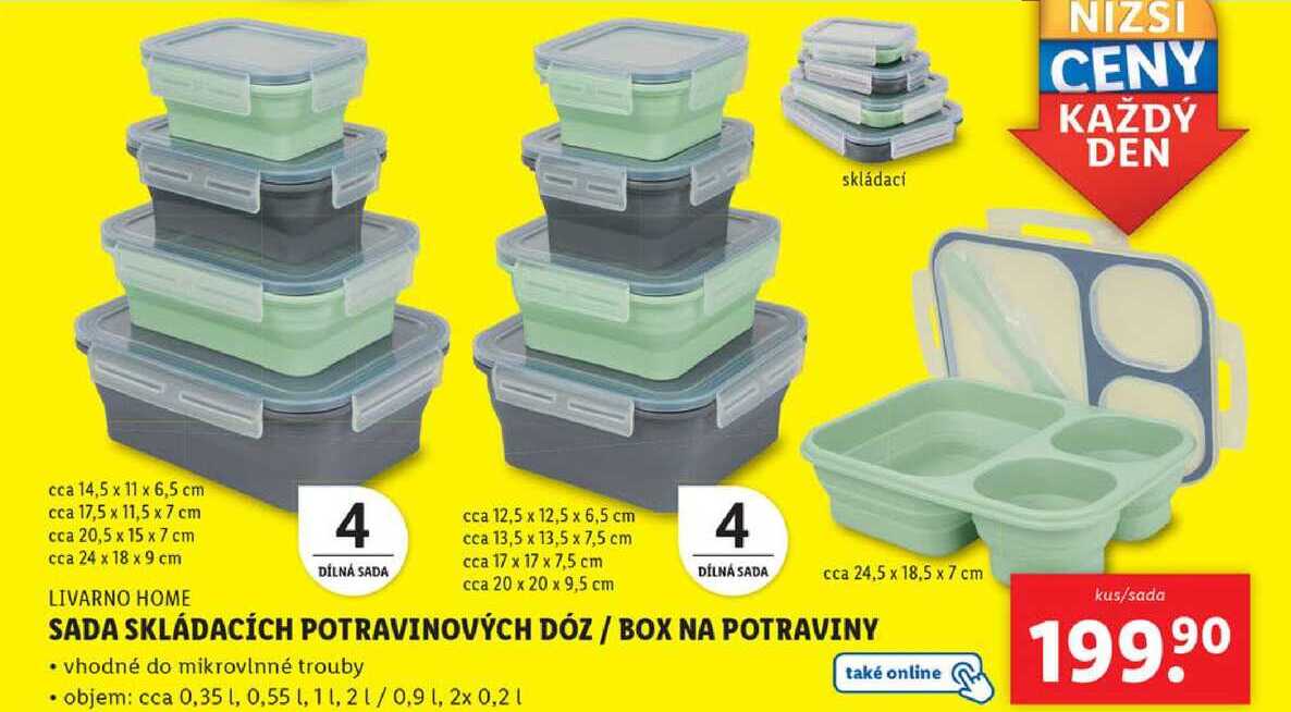 SADA SKLÁDACÍCH POTRAVINOVÝCH DÓZ/BOX NA POTRAVINY  
